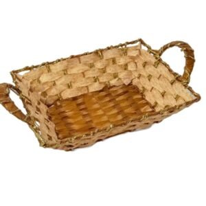 Cos Decorativ impletit cu Manere – 29×23×8 cm, Ideal pentru Organizare sau Decor Natural