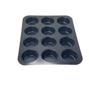 Tava 12 Forme pentru Briose si Cupcakes 35×26×3 cm – Metal Antiaderent, Ideala pentru Deserturi Perfect Portionate