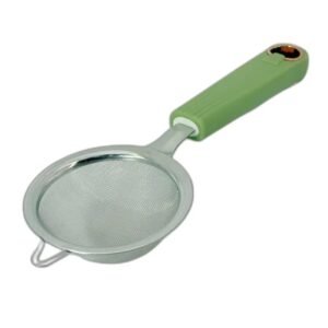 Sită Fină de Bucătărie din Inox – Mâner Verde Ergonomic, Rezistentă și Practică