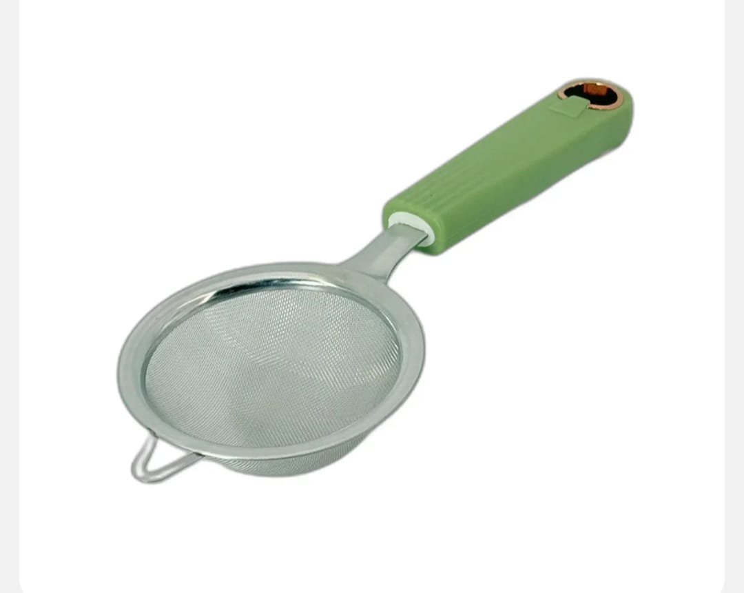 Sită Fină de Bucătărie din Inox – Mâner Verde Ergonomic, Rezistentă și Practică