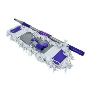 Mop Plat cu Coada 55 cm – Microfibră și Poliester, Coadă Metalică Reglabilă, Cap Pivotant pentru Curățare Umedă și Uscată
