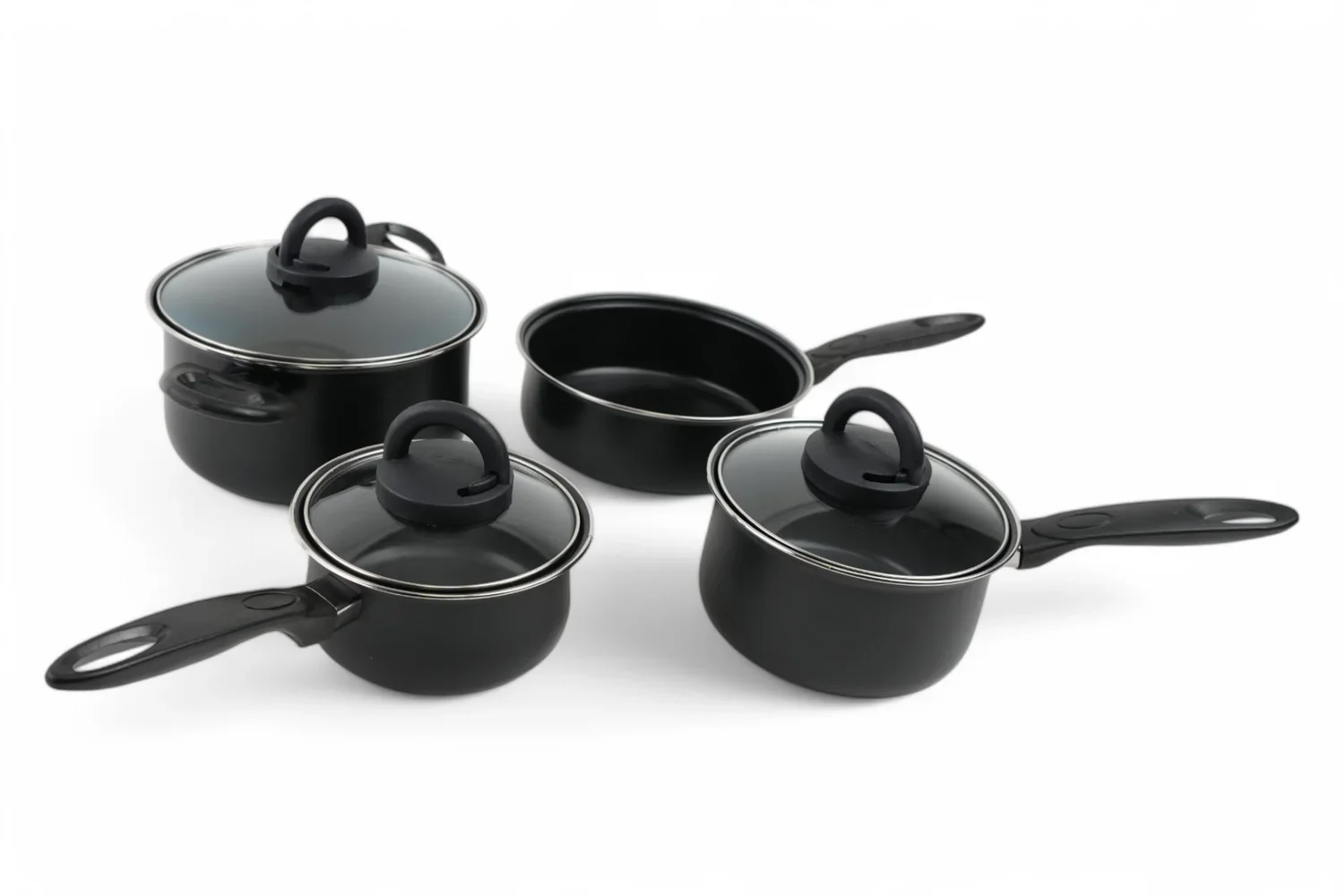 Set 4 Tigai cu Capace din Sticla – Diametre 16 cm, 18 cm, 22 cm – Gatit Usor si Rapid cu Design Functional - imagine 2