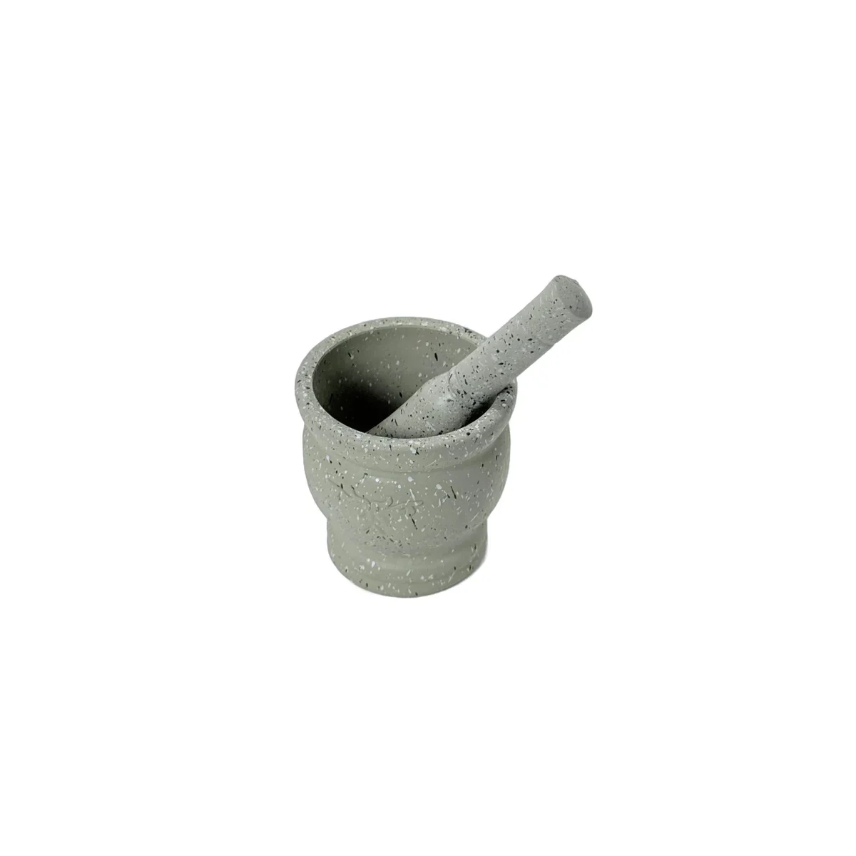 Mojar din Plastic cu Pistil, Finisaj Gri Texturat, Ideal pentru Zdrobirea si Măcinarea Condimentelor sau Ierburi Aromatice