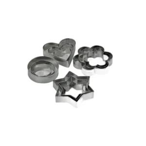 Set 12 Forme Decupaj Inox – Stea, Inima, Floare, Cerc, Ideal pentru Biscuiti, Fondant sau Fructe