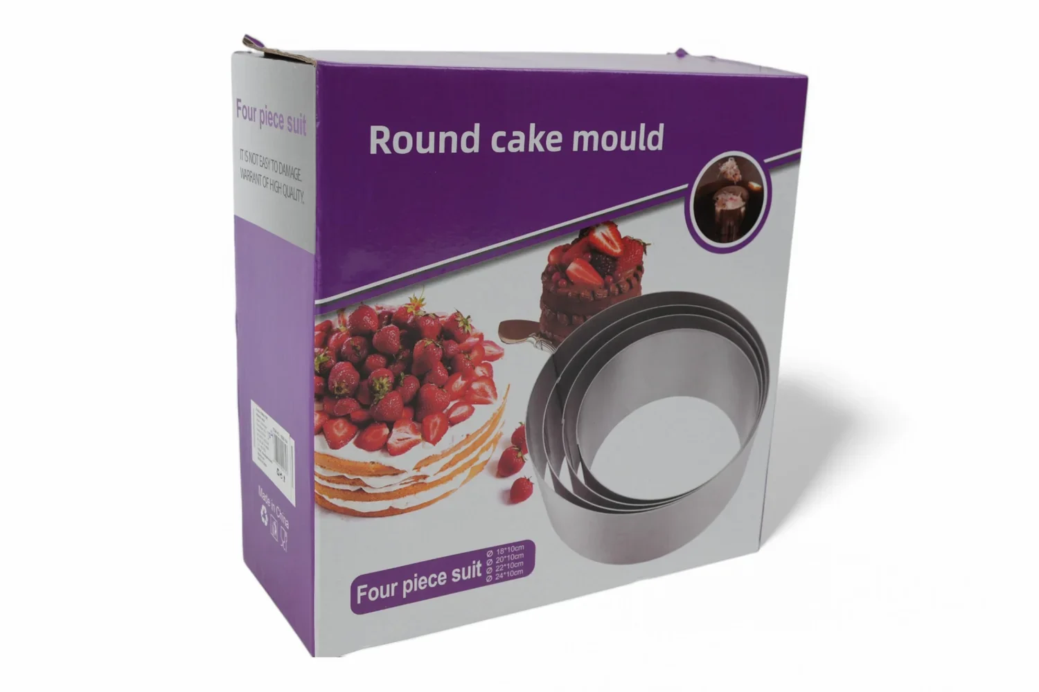 Set 4 Forme Rotunde pentru Tort din Inox Profesional 18/10 – Dimensiuni 18, 20, 22, 24 cm – Coacere Uniforma si Design Elegant - imagine 2