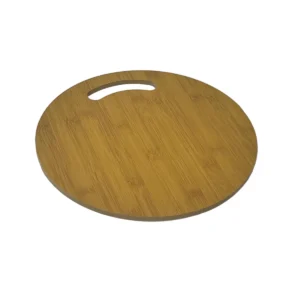 Tocator Rotund din Bambus cu Mâner – 30 cm, Placă Naturală pentru Tăiere și Servire Aperitive
