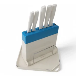 Set Profesional 5 Cuțite Bucătărie Premium – Oțel Inoxidabil X50 Ultra+ Suport Modern Compact