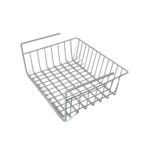 Cos Metalic de Agatat pentru Raft – Alb, Organizator Spatiu Vertical, Ideal pentru Camara, Bucatarie sau Baie