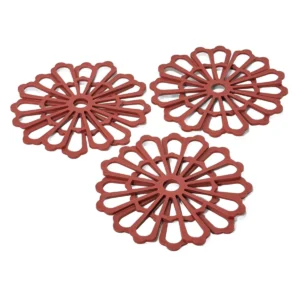 Set 3 Suporturi Termice din Silicon – Design Flori, Rezistente la Temperatură Ridicată, Ideal pentru Oale, Cratițe și Vase Fierbinți