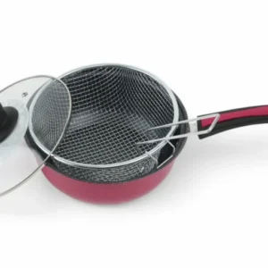 Tigaie cu Sită 22 cm – Antiaderentă, Gătit Crocant Fără Ulei, Design Modern, Ideală pentru Bucătărie și Prepararea Rapidă a Mâncărurilor