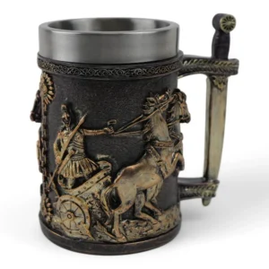 Cană Decorativă cu Scenă de Război – Design Antic și Tematică Istorică, Interior Inox, Cadou Inedit pentru Colecționari și Pasionați de Istorie