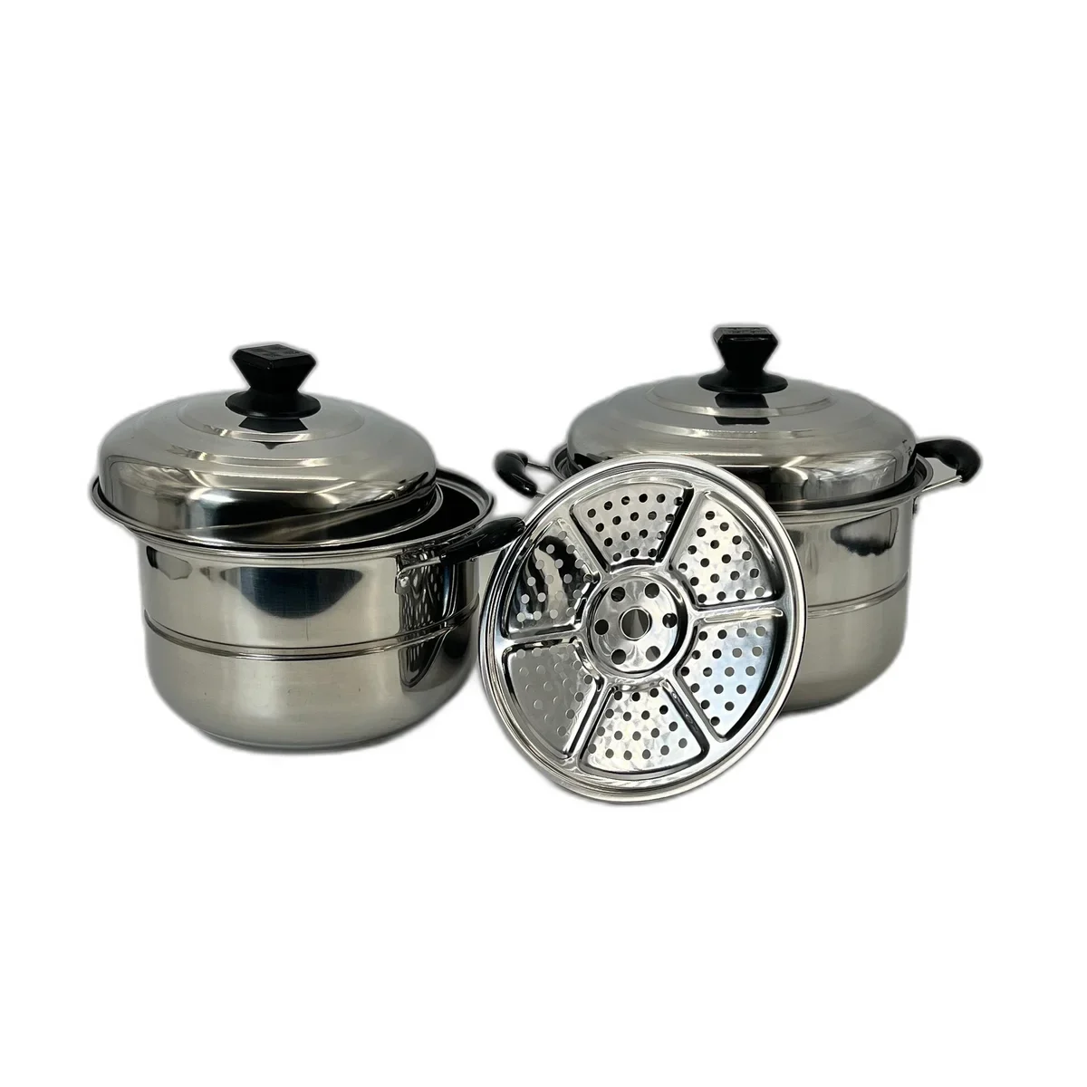 Set Oale Inox cu Aburi 26 & 28 cm – 2 Niveluri, Capac din Sticlă, Ideal pentru Gătit Sănătos la Abur - imagine 2