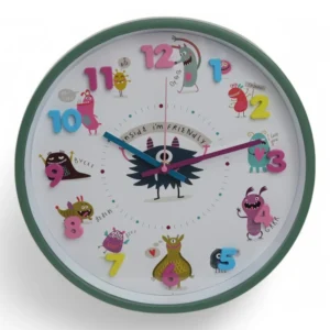 Ceas de Perete pentru Copii „Inside I’m Friendly”, Diametru 30 cm – Design Jucăuș și Educativ, Ideal pentru Cameră de Copii