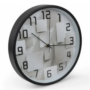 Ceas de Perete Modern – 30 cm, Mecanism Silențios, Design Alb cu Negru, Ideal pentru Birou, Living sau Bucătărie