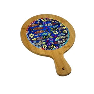 Tocator Rotund Bambus 25 cm – Model Pesti, Rezistent, Ideal pentru Servire si DecoR