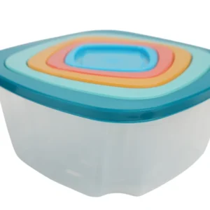 Set 5 Caserole Pătrate cu Capac – Multicolore, Rezistente si Practice pentru Depozitare Usoara si Organizata