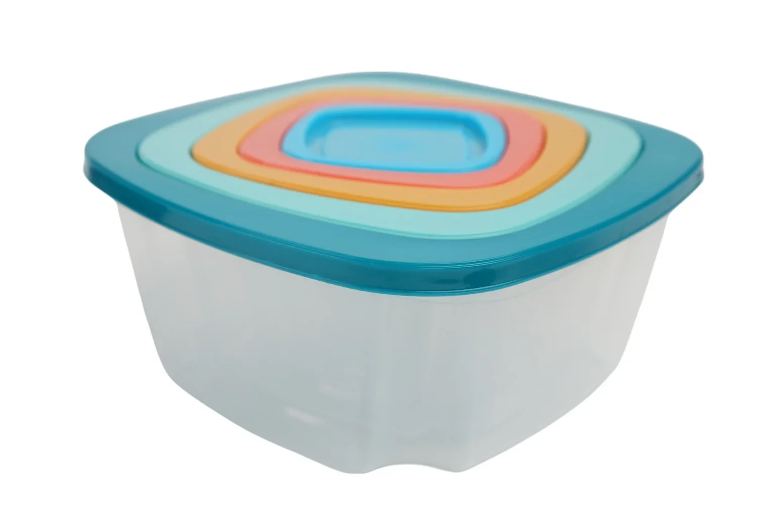 Set 5 Caserole Pătrate cu Capac – Multicolore, Rezistente si Practice pentru Depozitare Usoara si Organizata