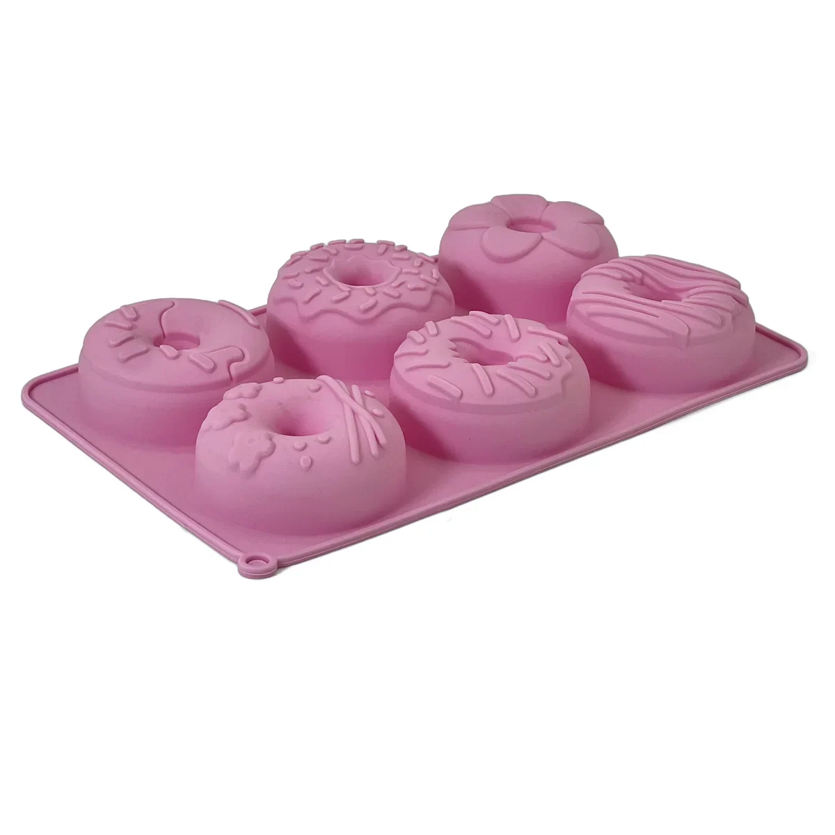 Forme din Silicon pentru Donuts – 6 Compartimente, Model Glazurat, Disponibile în Mai Multe Culori, Dimensiuni 27.1×16.5×3.3 cm