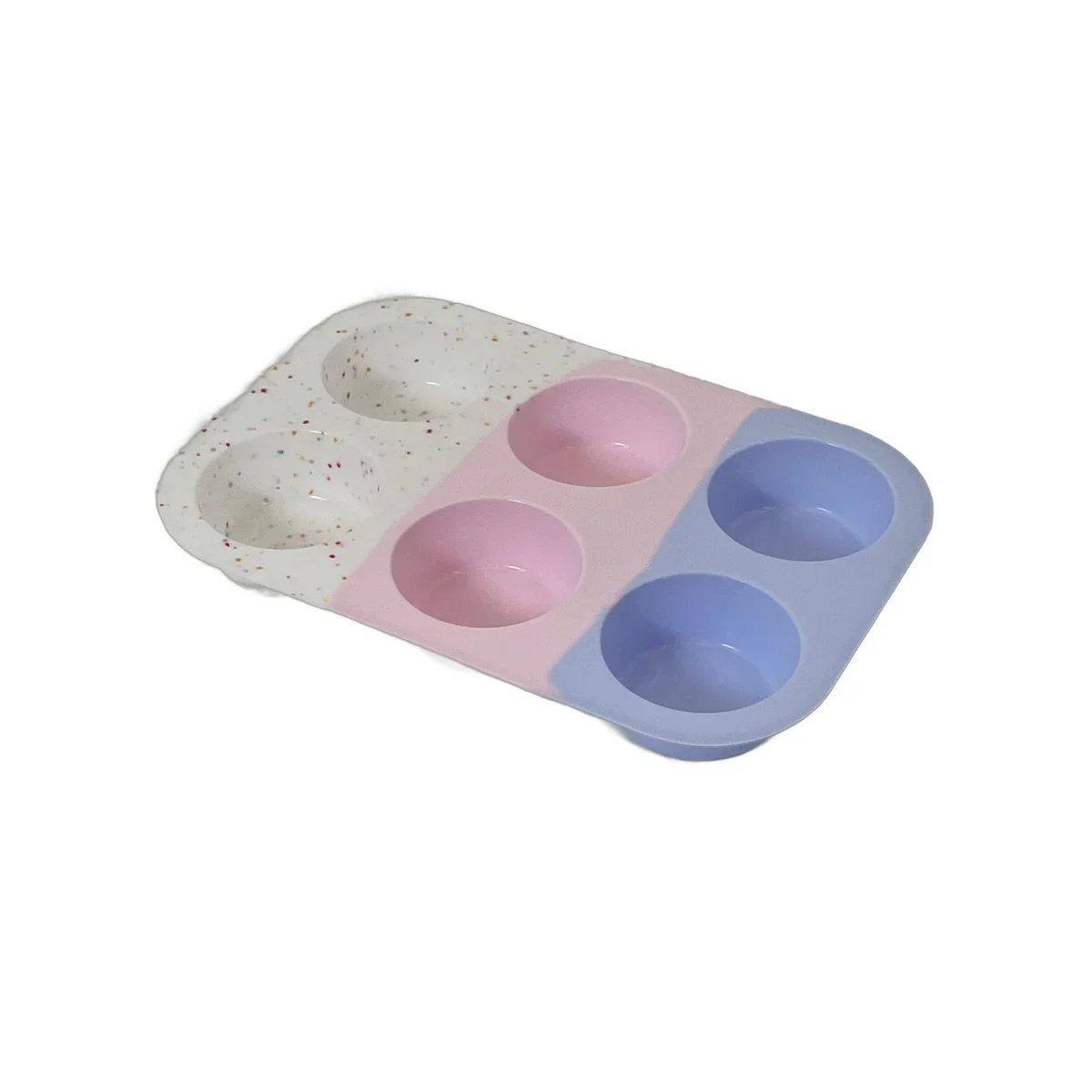 Forme din Silicon pentru Brioșe – 6 Compartimente Rotunde, Dimensiuni 25.7×17.4×3 cm