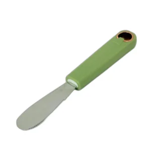 Cuțit pentru Unt cu Lamă Semizimțată din Inox – Mâner Ergonomic Verde, Ideal pentru Întindere și Feliere Ușoară