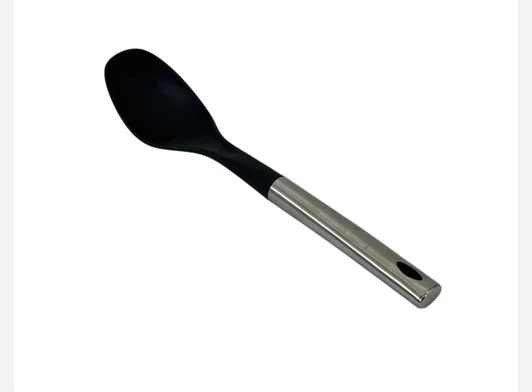 Lingura de Servire din Nylon cu Maner Inox – 34 cm, Rezistenta si Igienica, Ideala pentru Gatit Zilnic