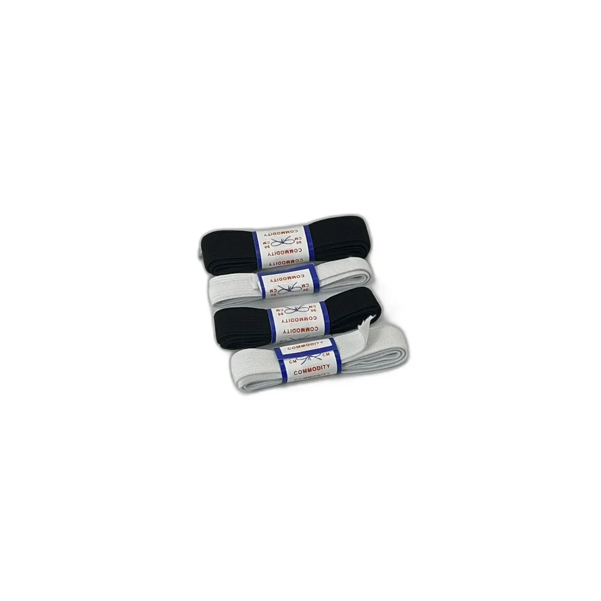 Set 4 Benzi Elastice pentru Cusut – Alb si Negru, Durabile si Practice, Ideal pentru Proiecte Handmade si Reparatii