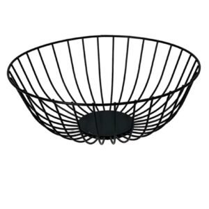 Cos Decorativ Metalic Rotund – Negru, Design Minimalist, Ideal pentru Fructe, Accesorii sau Centru de Masa