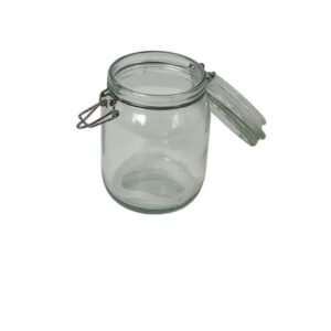 Borcan Cilindric din Sticla cu Capac Etans – 750 ml, inchidere Metalica cu Garnitura, Ideal pentru Zahar, Paste sau Cafea