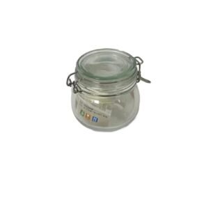 Borcan Rotund din Sticla cu inchidere Etansa – 500 ml, Capac Metalic Tip Clema, Ideal pentru Dulceata, Miere, Condimente