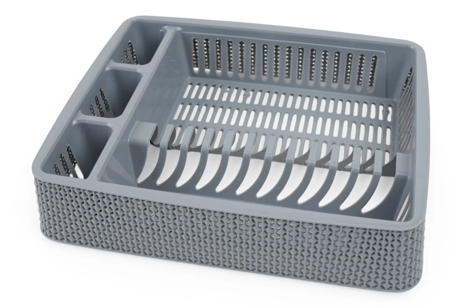 Scurgător De Vase Din Plastic – Gri Elegant | Suport Ustensile + Farfurii + Pahare