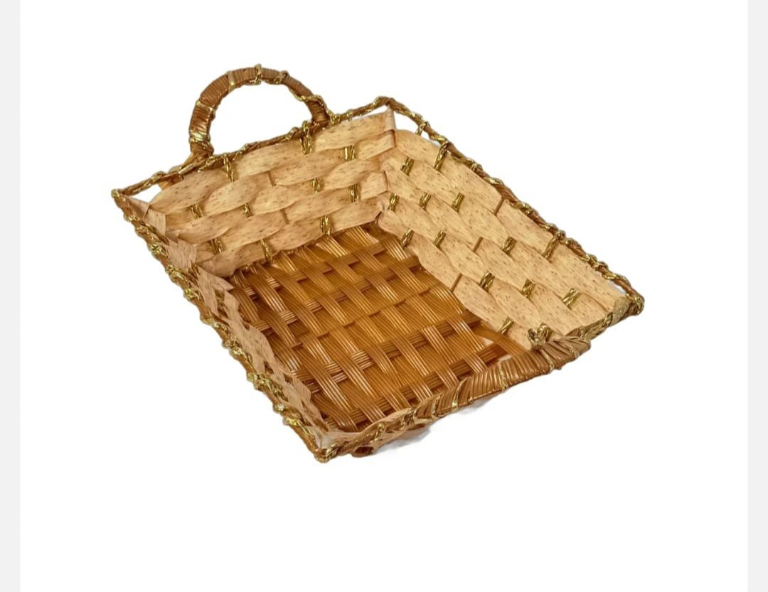 Cos Decorativ impletit cu Manere – 29×23×8 cm, Ideal pentru Organizare sau Decor Natural - imagine 2