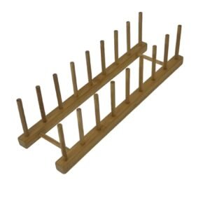 Suport din Bambus 2 Nivele pentru Tavi sau Farfurii – Etajera Organizator Compacta pentru Bucatarie