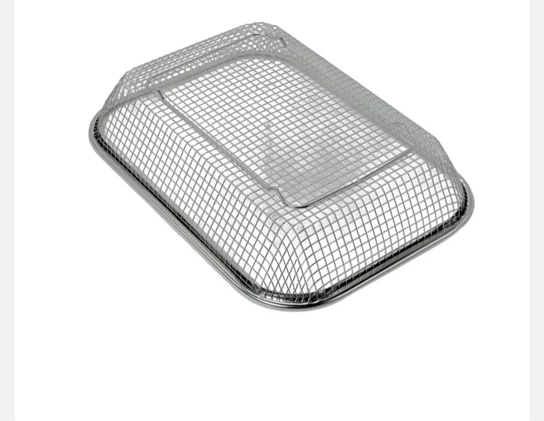 Cos Inox Tip Sita 38×28×7 cm – Cos Rectangular Perforat, Ideal pentru Uscare Fructe, Vase sau Ustensile - imagine 2