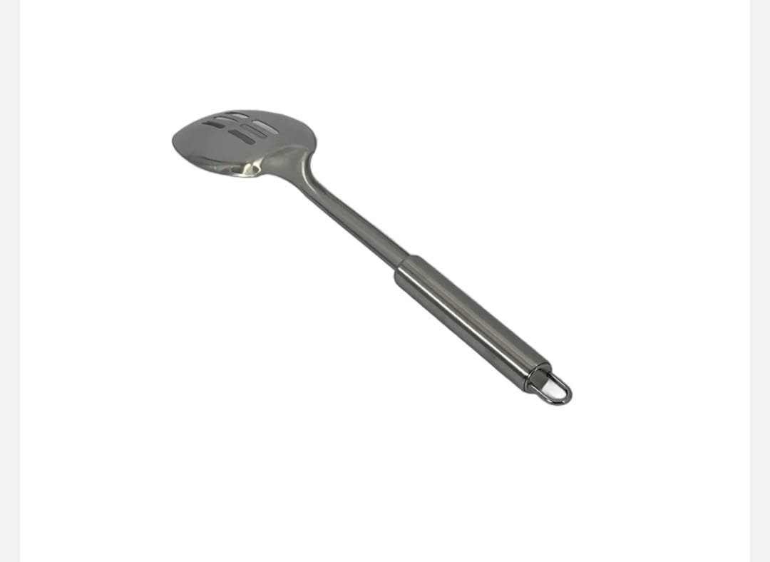 Lingura Perforata din Inox 31.5 cm cu Maner Metalic – Ideala pentru Scurgere si Servire