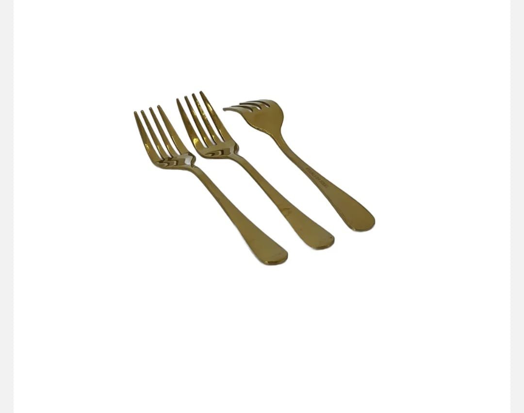 Set 3 Furculite Aurii din Inox – 18,4 cm, Design Modern, Ideal pentru Servire Eleganta sau Decor Tematic - imagine 2