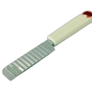 Cuțit Decorativ cu Lamă Ondulată din Inox – Mâner Alb Ergonomic, Ideal pentru Tăieturi Creative