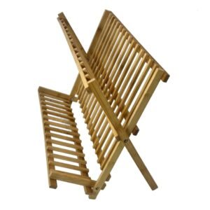 Suport Vase Pliabil din Bambus – 43×34 cm, 2 Nivele, Ideal pentru Uscarea Vaselor sau Organizare Blat