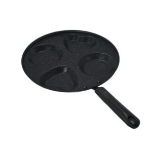 Tigaie 25 cm cu Forme Speciale – 4 Compartimente Rotunde, Ideala pentru Oua, Clatite, Burgeri sau Mic Dejun Creativ