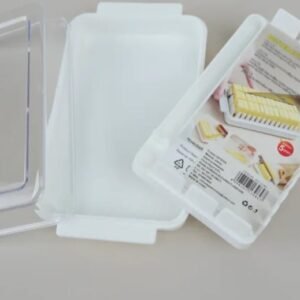 Cutie pentru Unt cu Grilaj de Tăiere – Recipient cu Capac, Ideal pentru Depozitare în Frigider și Porționare Ușoară