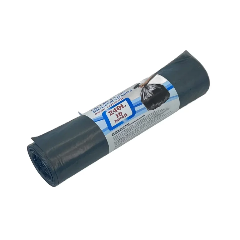 Saci Menajeri Extra Rezistenți – 240 Litri, Set 10 Bucăți, Polietilenă Groasă, Pentru Coșuri de Gunoi Mari, Utilizare Comercială și Casnică