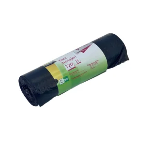 Saci Menajeri Basic – 120 Litri, Set 10 Bucăți, Polietilenă Clasică, Pentru Coșuri Mari și Deșeuri Voluminoase, Ambalaj Compact