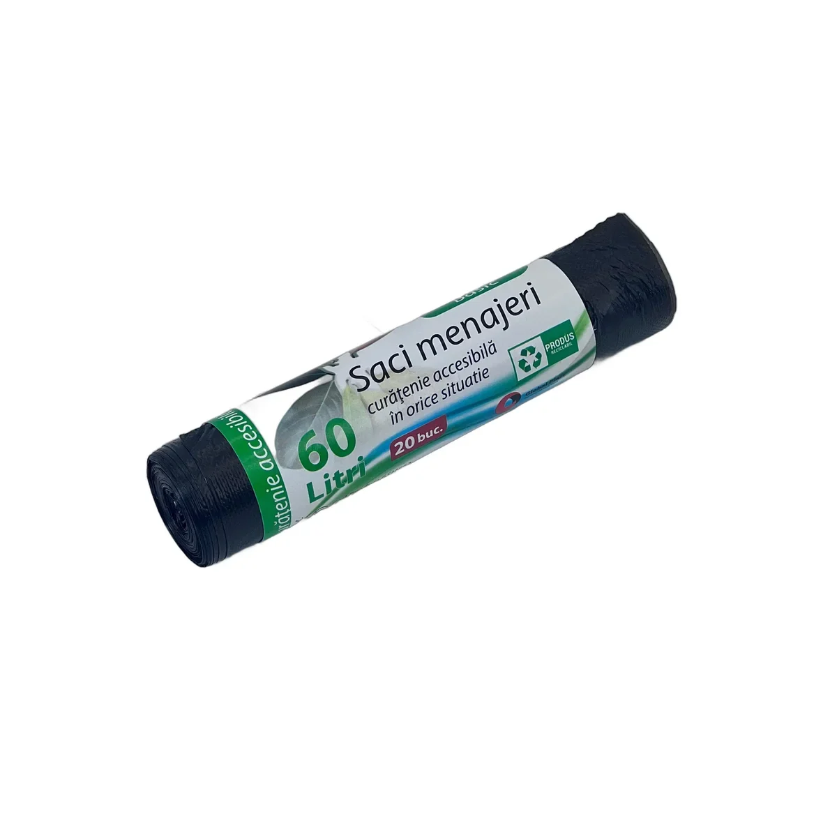 Saci Menajeri 60 Litri – Set 20 Bucăți, Polietilenă Ușoară, Produs Reciclabil, Pentru Coșuri Medii și Curățenie Zilnică