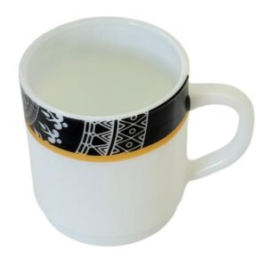 Cană Ceramică 300 ml, Model Amaze, Design Modern în Nuanțe Negre și Aurii