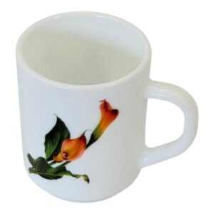 Cană Ceramică 250 ml, Model Stargazer, Design Floral Elegant cu Crini Portocalii
