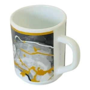 Cană ceramică 240 ml model Majestic Night, design abstract în tonuri de gri și auriu