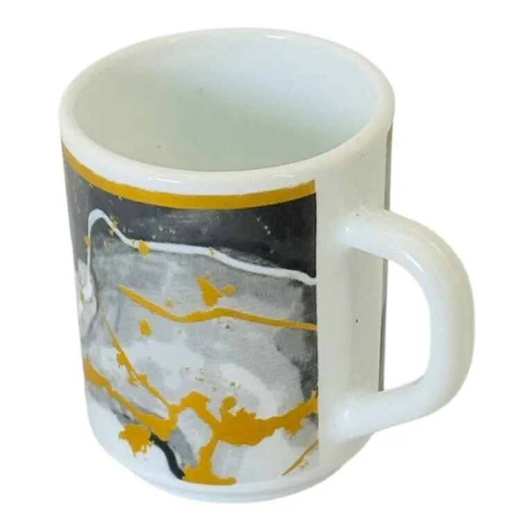 Cană ceramică 240 ml model Majestic Night, design abstract în tonuri de gri și auriu