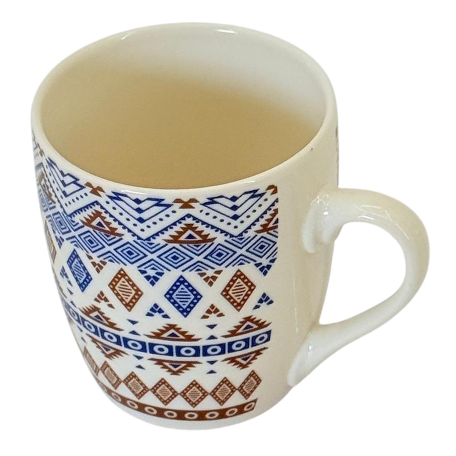 Cană ceramică cu mâner, model geometric multicolor, design decorativ pentru băuturi calde