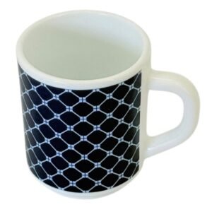 Cană ceramică 250 ml model Kazak Blue, design geometric albastru, ideală pentru cafea, ceai și băuturi calde