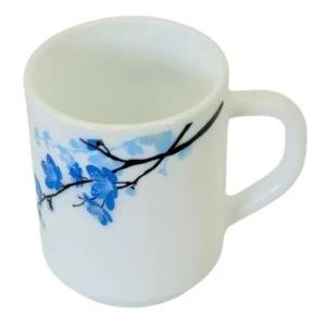 Ceașcă ceramică pentru ceai și cafea, capacitate 250 ml, design floral Mimosa, decor cu flori albastre, ceașcă pentru servire zilnică