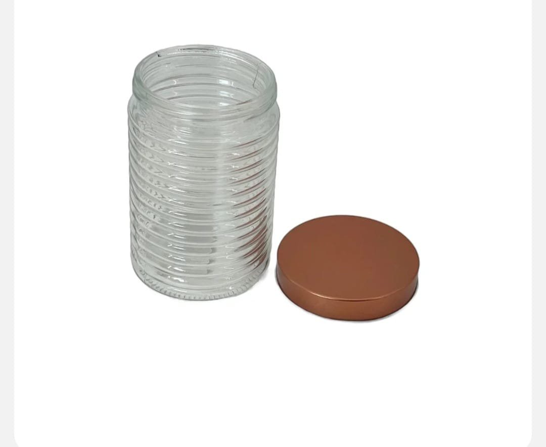 Borcan inalt din Sticla cu Striatii si Capac Metalic – 750 ml, Model Vintage, Ideal pentru Faina, Paste sau Zahar - imagine 3